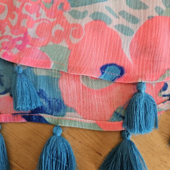 Lilly Pulitzer Roxi Swing Dress Coral Reef I'm So Jelly Tasseled Hem Sz XXS - Picture 9 of 9